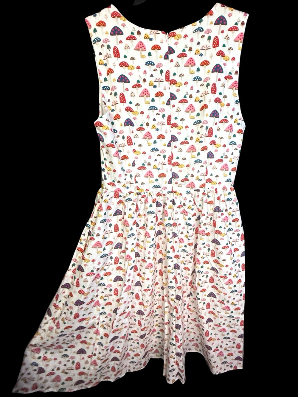 White Mushroom Print Sleeveless Dress -  Women's - Picture 2 of 5